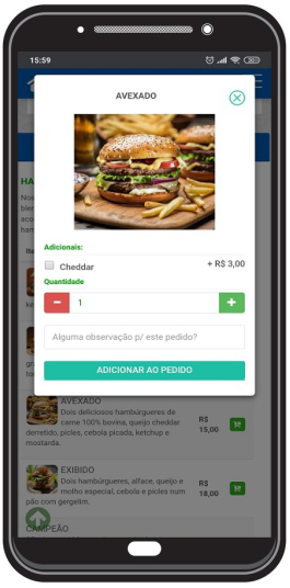 Mensagem automática com um link para o cardápio online